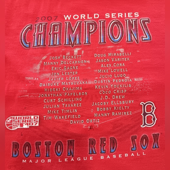 2007 Boston Redsox World Series Champs Tee, L, Red, Good condition (faded some) - Picture 5 of 5